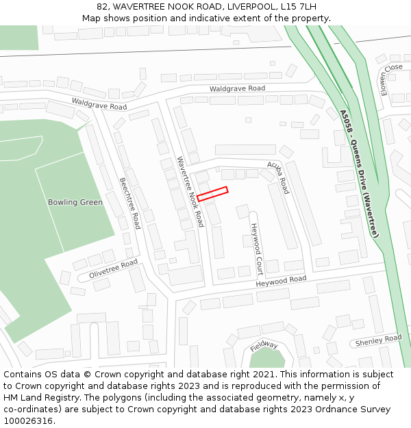 82, WAVERTREE NOOK ROAD, LIVERPOOL, L15 7LH: Location map and indicative extent of plot