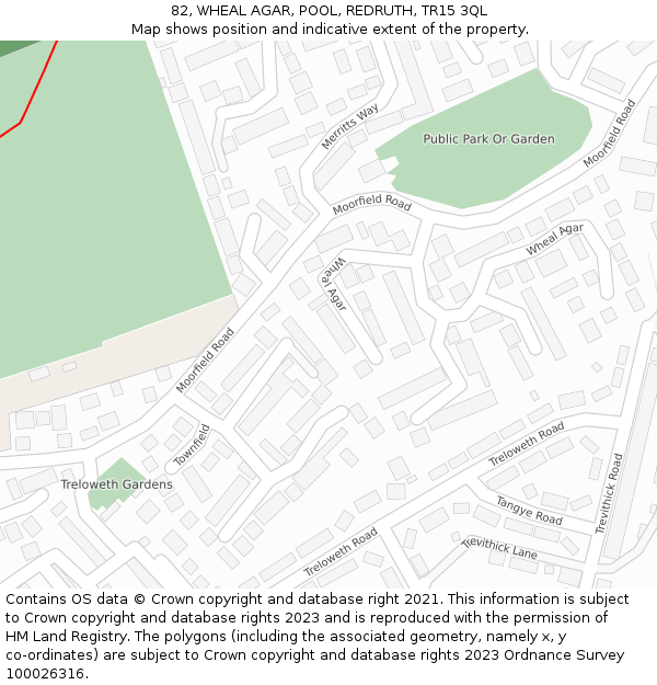 82, WHEAL AGAR, POOL, REDRUTH, TR15 3QL: Location map and indicative extent of plot