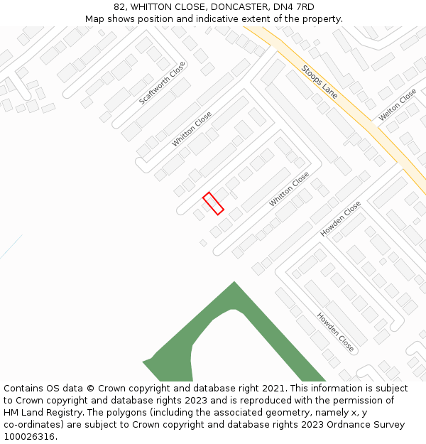 82, WHITTON CLOSE, DONCASTER, DN4 7RD: Location map and indicative extent of plot