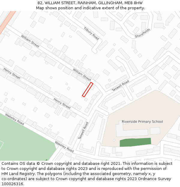 82, WILLIAM STREET, RAINHAM, GILLINGHAM, ME8 8HW: Location map and indicative extent of plot