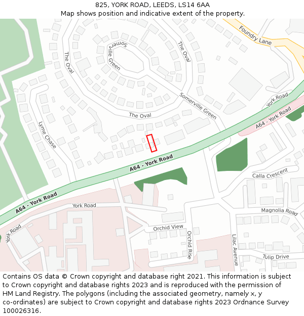 825, YORK ROAD, LEEDS, LS14 6AA: Location map and indicative extent of plot