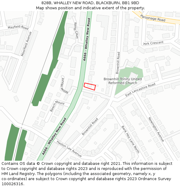 828B, WHALLEY NEW ROAD, BLACKBURN, BB1 9BD: Location map and indicative extent of plot