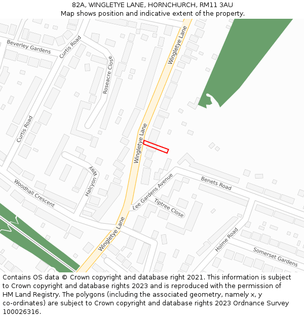 82A, WINGLETYE LANE, HORNCHURCH, RM11 3AU: Location map and indicative extent of plot