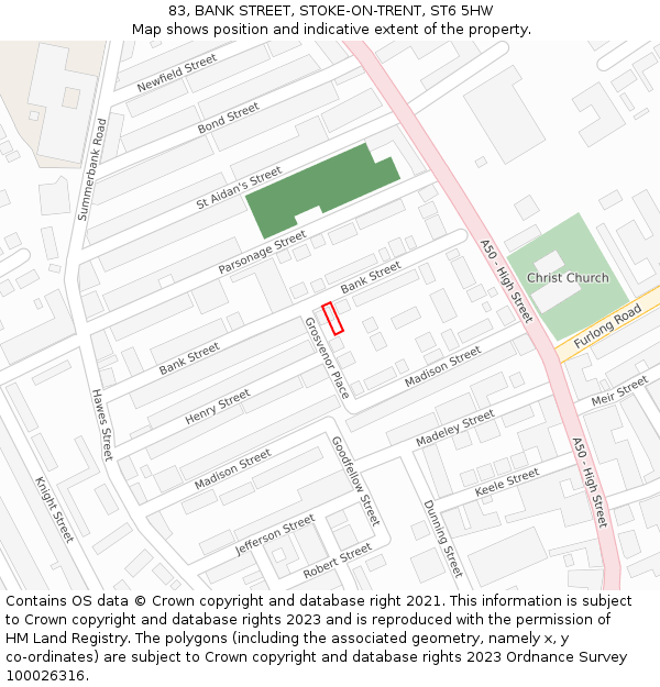 83, BANK STREET, STOKE-ON-TRENT, ST6 5HW: Location map and indicative extent of plot