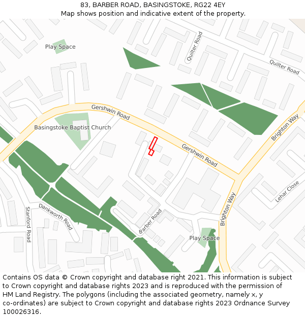 83, BARBER ROAD, BASINGSTOKE, RG22 4EY: Location map and indicative extent of plot