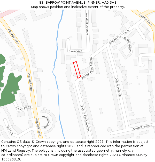 83, BARROW POINT AVENUE, PINNER, HA5 3HE: Location map and indicative extent of plot