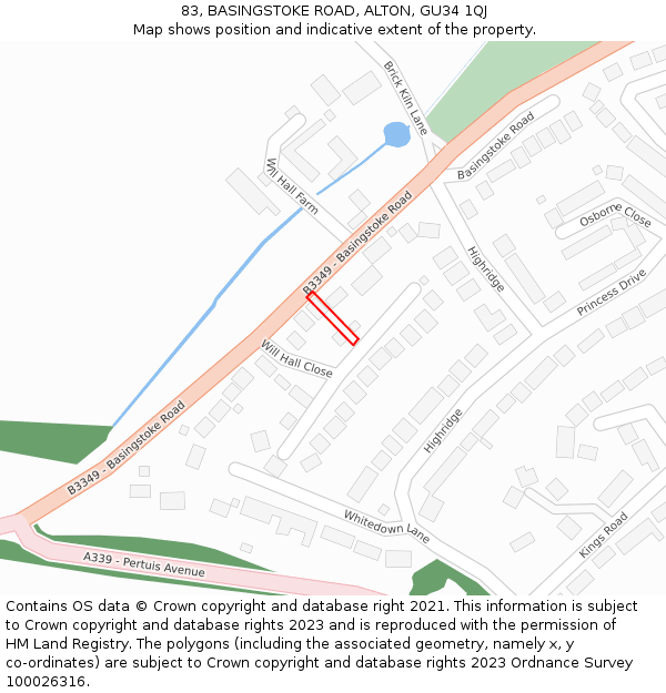 83, BASINGSTOKE ROAD, ALTON, GU34 1QJ: Location map and indicative extent of plot