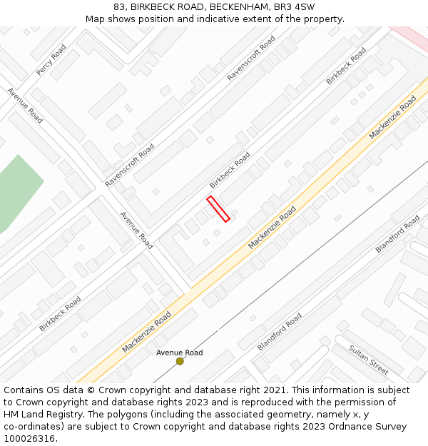 83, BIRKBECK ROAD, BECKENHAM, BR3 4SW: Location map and indicative extent of plot