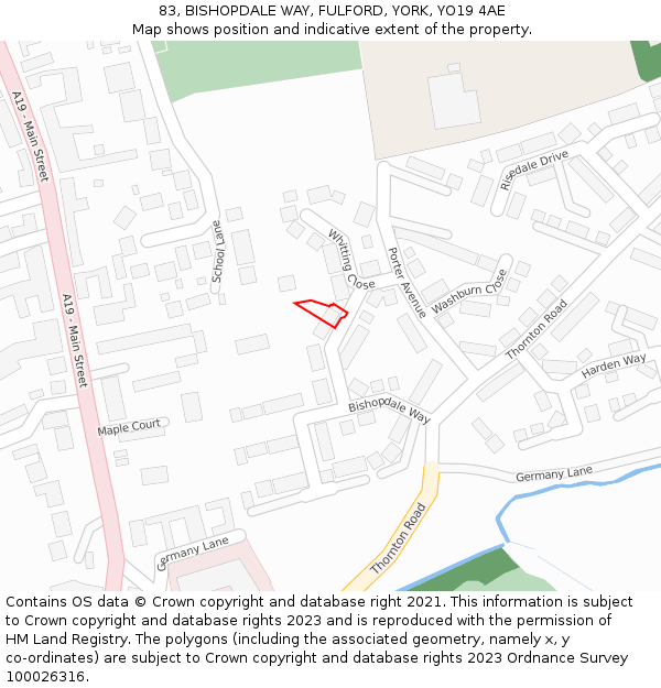 83, BISHOPDALE WAY, FULFORD, YORK, YO19 4AE: Location map and indicative extent of plot