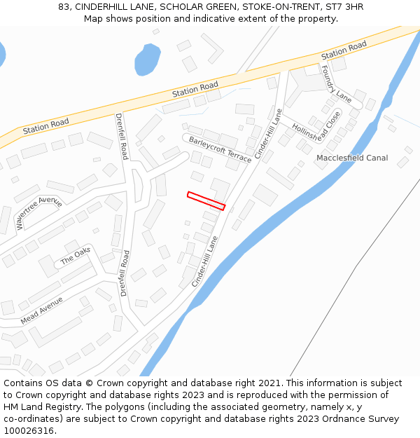 83, CINDERHILL LANE, SCHOLAR GREEN, STOKE-ON-TRENT, ST7 3HR: Location map and indicative extent of plot