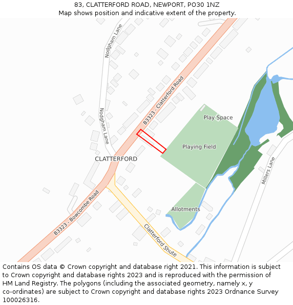83, CLATTERFORD ROAD, NEWPORT, PO30 1NZ: Location map and indicative extent of plot