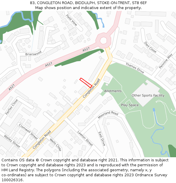 83, CONGLETON ROAD, BIDDULPH, STOKE-ON-TRENT, ST8 6EF: Location map and indicative extent of plot