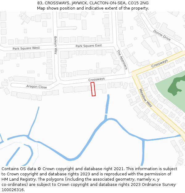 83, CROSSWAYS, JAYWICK, CLACTON-ON-SEA, CO15 2NG: Location map and indicative extent of plot