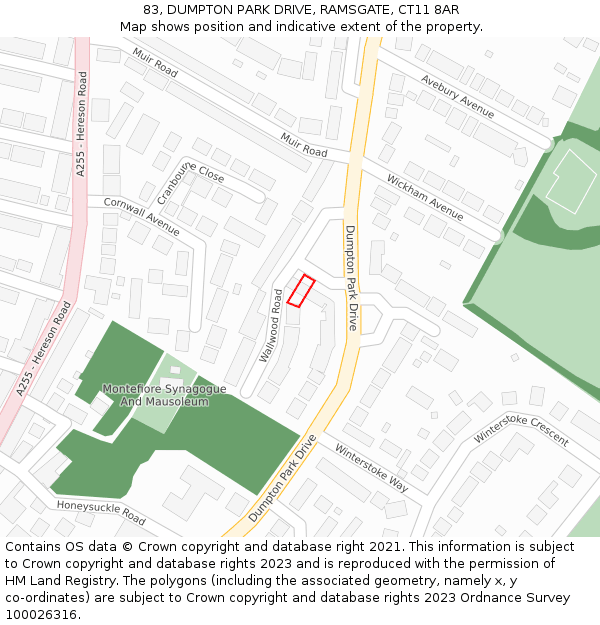 83, DUMPTON PARK DRIVE, RAMSGATE, CT11 8AR: Location map and indicative extent of plot