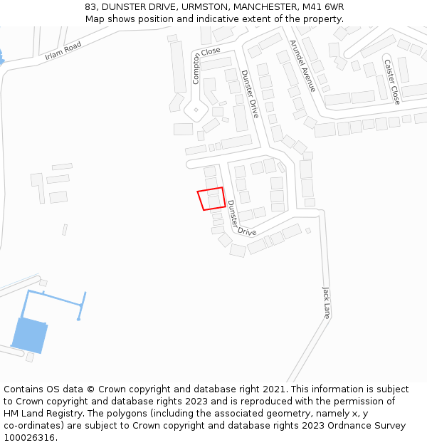 83, DUNSTER DRIVE, URMSTON, MANCHESTER, M41 6WR: Location map and indicative extent of plot