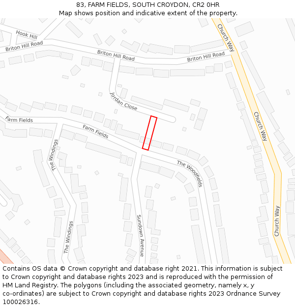 83, FARM FIELDS, SOUTH CROYDON, CR2 0HR: Location map and indicative extent of plot