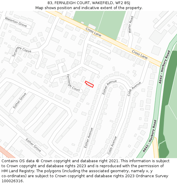 83, FERNLEIGH COURT, WAKEFIELD, WF2 8SJ: Location map and indicative extent of plot