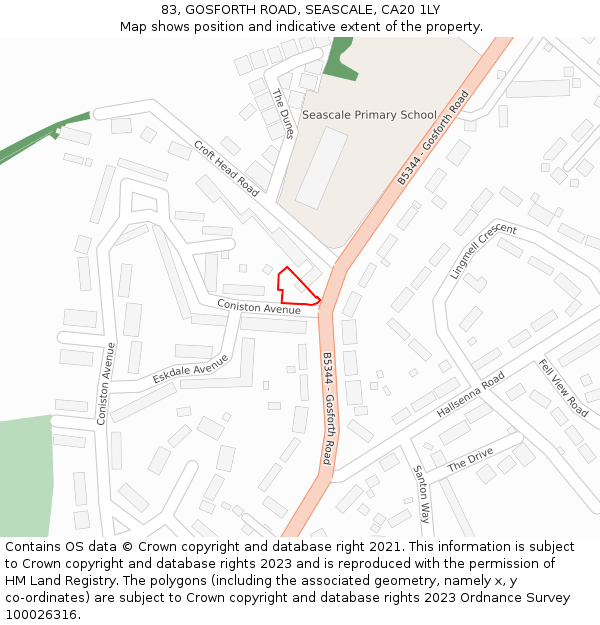 83, GOSFORTH ROAD, SEASCALE, CA20 1LY: Location map and indicative extent of plot