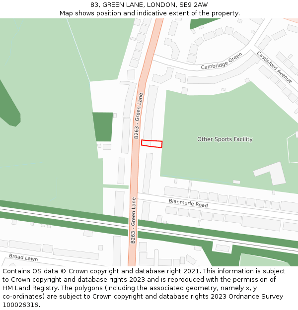 83, GREEN LANE, LONDON, SE9 2AW: Location map and indicative extent of plot