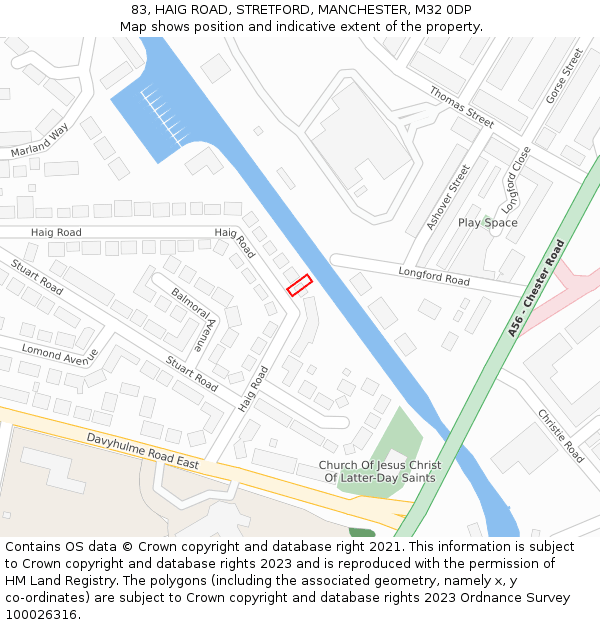 83, HAIG ROAD, STRETFORD, MANCHESTER, M32 0DP: Location map and indicative extent of plot