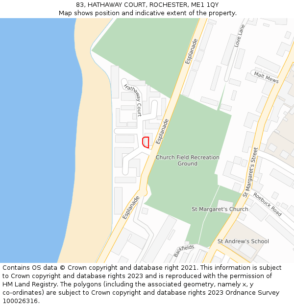 83, HATHAWAY COURT, ROCHESTER, ME1 1QY: Location map and indicative extent of plot