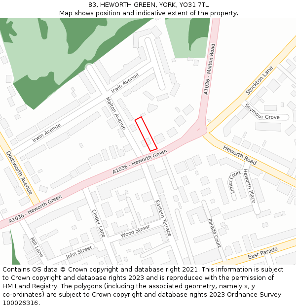 83, HEWORTH GREEN, YORK, YO31 7TL: Location map and indicative extent of plot