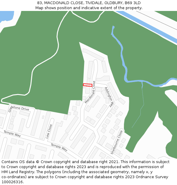 83, MACDONALD CLOSE, TIVIDALE, OLDBURY, B69 3LD: Location map and indicative extent of plot