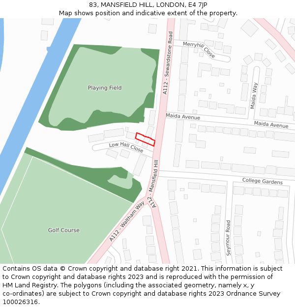 83, MANSFIELD HILL, LONDON, E4 7JP: Location map and indicative extent of plot