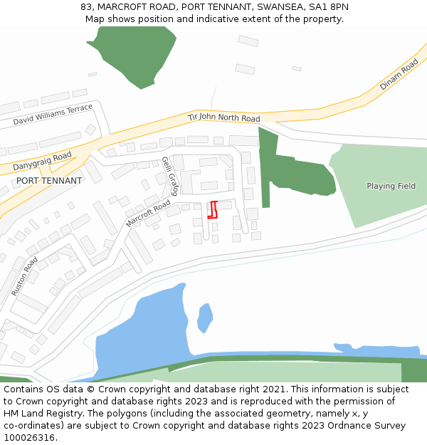 83, MARCROFT ROAD, PORT TENNANT, SWANSEA, SA1 8PN: Location map and indicative extent of plot