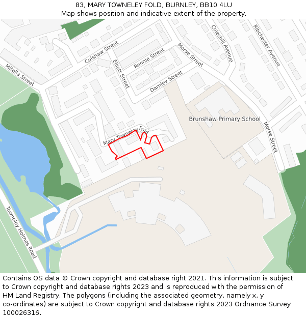 83, MARY TOWNELEY FOLD, BURNLEY, BB10 4LU: Location map and indicative extent of plot