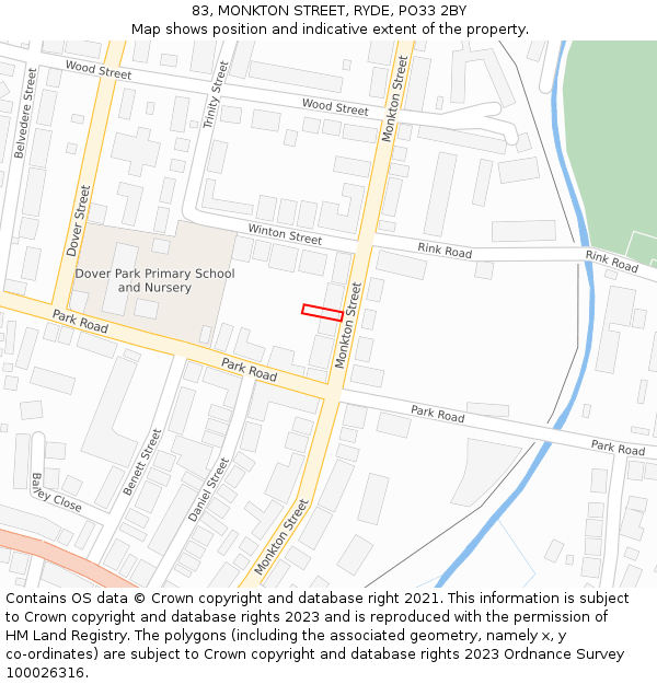 83, MONKTON STREET, RYDE, PO33 2BY: Location map and indicative extent of plot