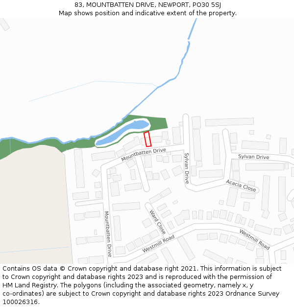 83, MOUNTBATTEN DRIVE, NEWPORT, PO30 5SJ: Location map and indicative extent of plot