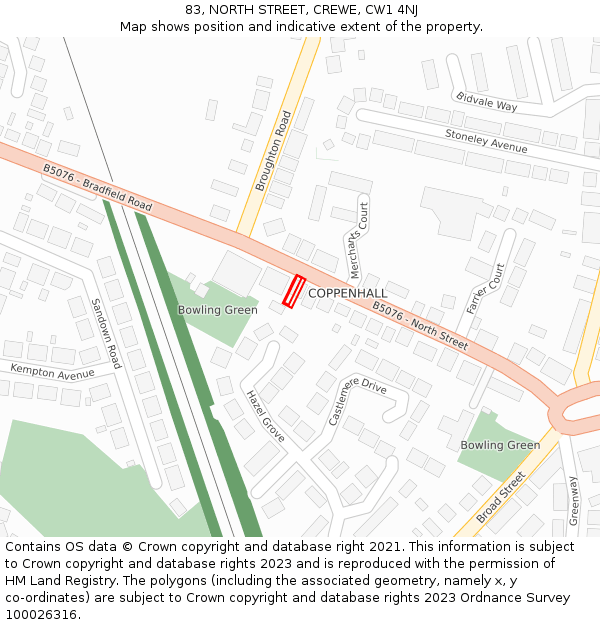 83, NORTH STREET, CREWE, CW1 4NJ: Location map and indicative extent of plot