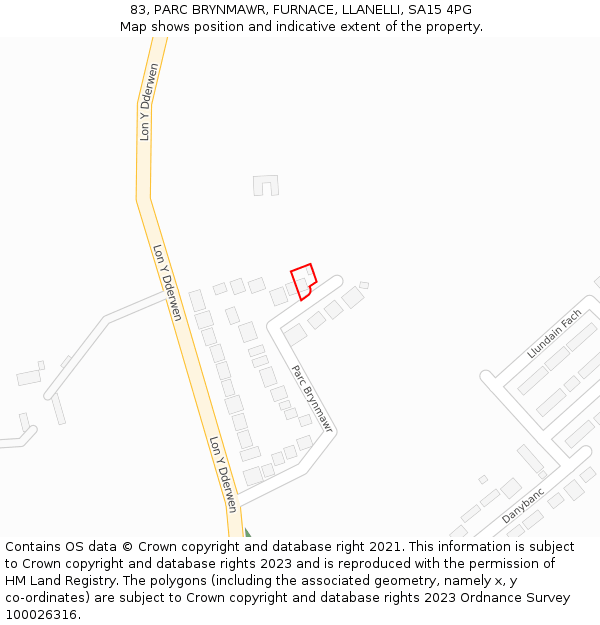83, PARC BRYNMAWR, FURNACE, LLANELLI, SA15 4PG: Location map and indicative extent of plot