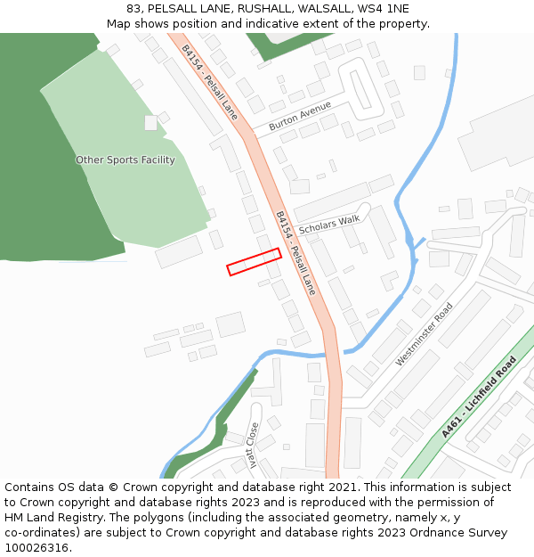 83, PELSALL LANE, RUSHALL, WALSALL, WS4 1NE: Location map and indicative extent of plot