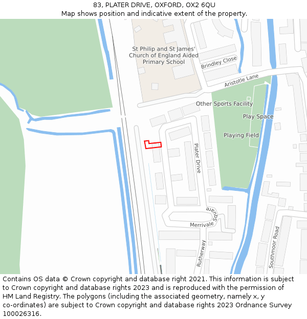 83, PLATER DRIVE, OXFORD, OX2 6QU: Location map and indicative extent of plot