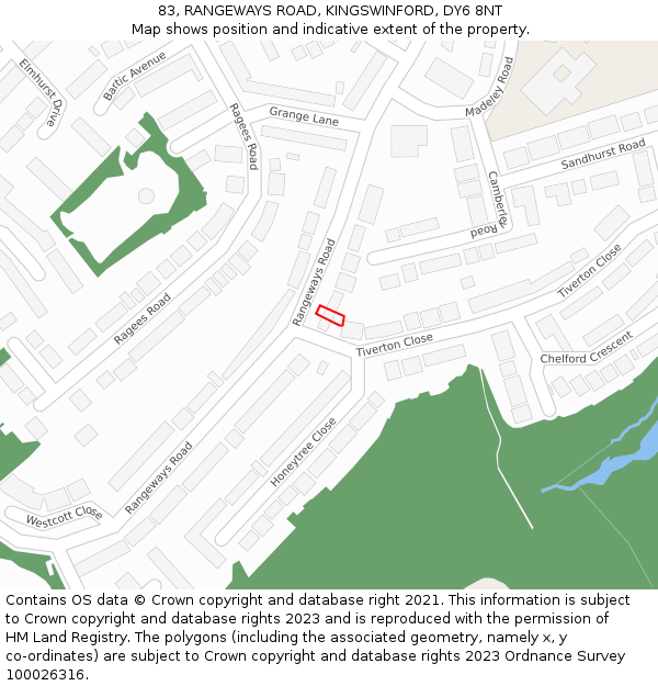 83, RANGEWAYS ROAD, KINGSWINFORD, DY6 8NT: Location map and indicative extent of plot