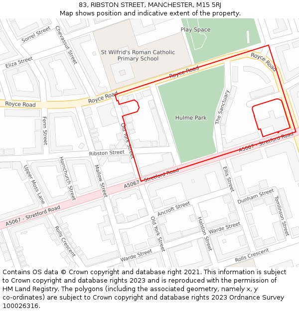 83, RIBSTON STREET, MANCHESTER, M15 5RJ: Location map and indicative extent of plot