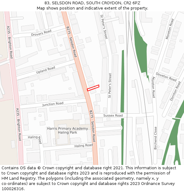 83, SELSDON ROAD, SOUTH CROYDON, CR2 6PZ: Location map and indicative extent of plot