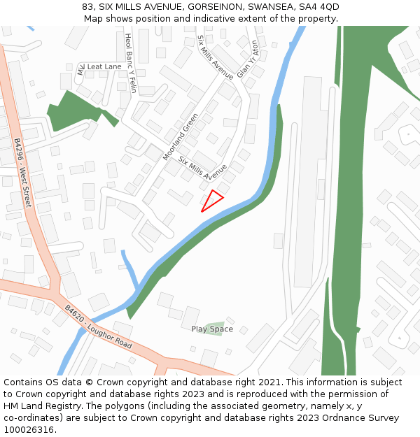 83, SIX MILLS AVENUE, GORSEINON, SWANSEA, SA4 4QD: Location map and indicative extent of plot