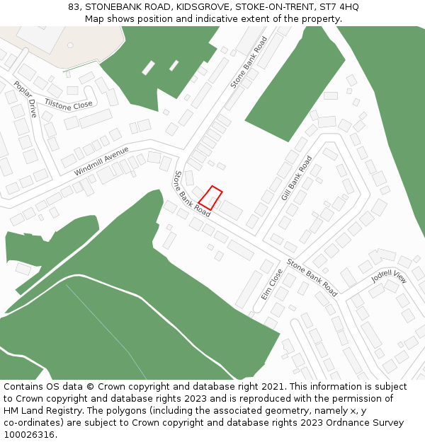 83, STONEBANK ROAD, KIDSGROVE, STOKE-ON-TRENT, ST7 4HQ: Location map and indicative extent of plot