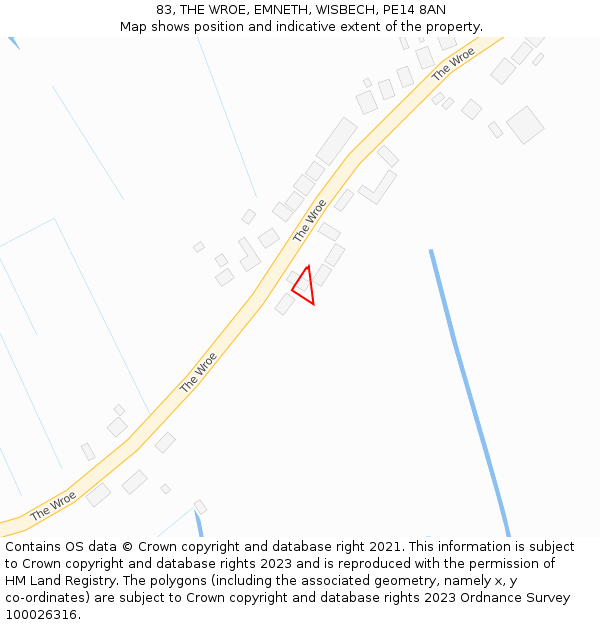 83, THE WROE, EMNETH, WISBECH, PE14 8AN: Location map and indicative extent of plot