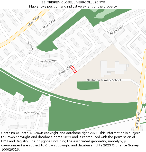 83, TRISPEN CLOSE, LIVERPOOL, L26 7YR: Location map and indicative extent of plot