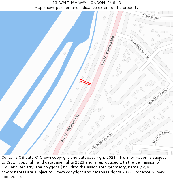 83, WALTHAM WAY, LONDON, E4 8HD: Location map and indicative extent of plot