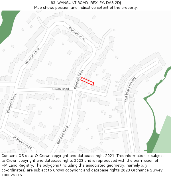 83, WANSUNT ROAD, BEXLEY, DA5 2DJ: Location map and indicative extent of plot