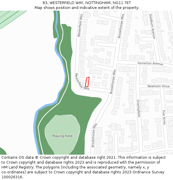 83, WESTERFIELD WAY, NOTTINGHAM, NG11 7ET: Location map and indicative extent of plot