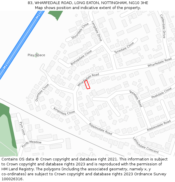 83, WHARFEDALE ROAD, LONG EATON, NOTTINGHAM, NG10 3HE: Location map and indicative extent of plot