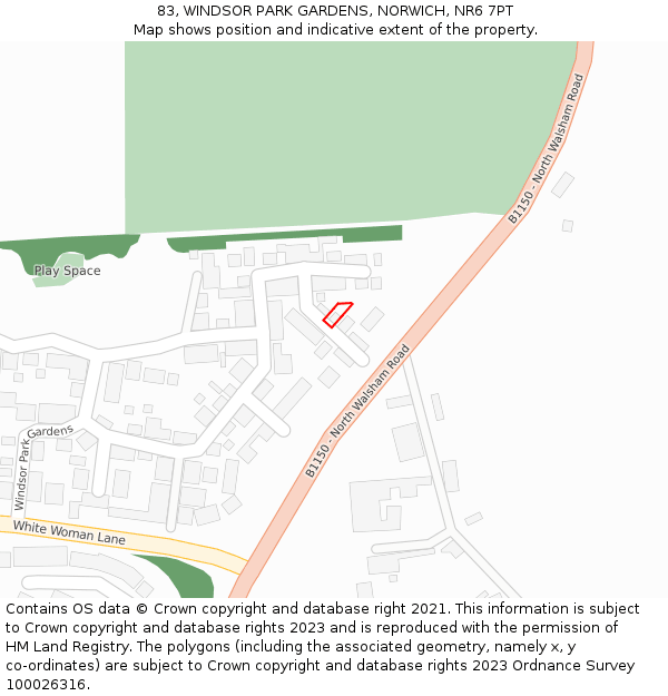 83, WINDSOR PARK GARDENS, NORWICH, NR6 7PT: Location map and indicative extent of plot