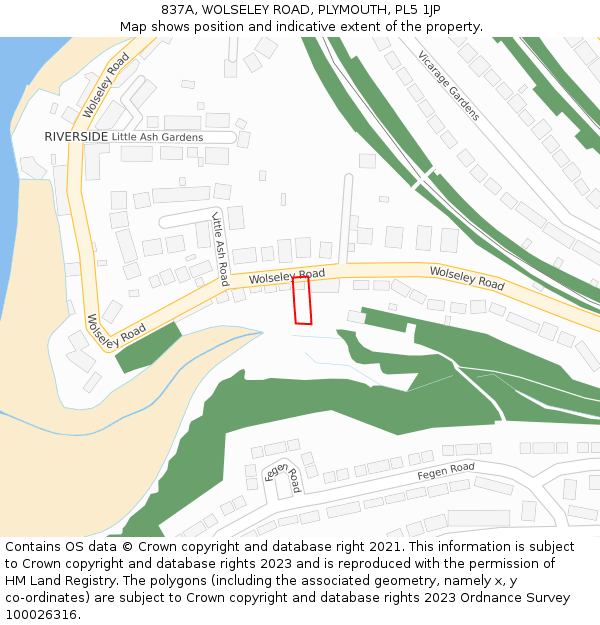 837A, WOLSELEY ROAD, PLYMOUTH, PL5 1JP: Location map and indicative extent of plot