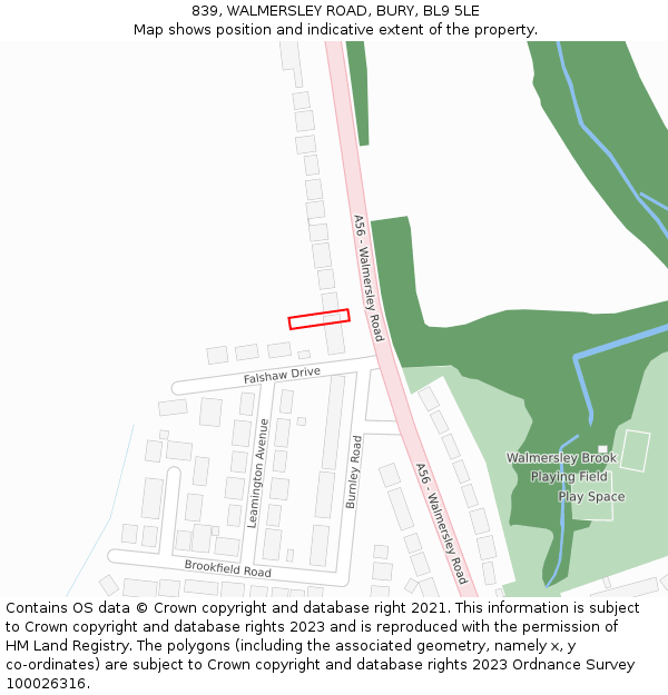 839, WALMERSLEY ROAD, BURY, BL9 5LE: Location map and indicative extent of plot